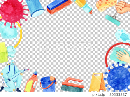 Disinfection frame watercolor 80333887