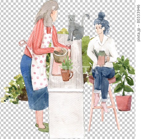 Stay Home composition watercolor Stay Home composition watercolor 80333946