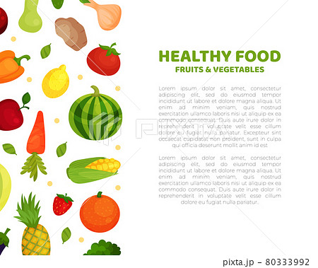 Fresh Healthy Food with Fruit and Vegetable as Agricultural Crops from Local Garden Vector Page Template 80333992