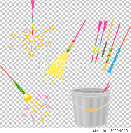 Illustration set of handheld fireworks 80334063
