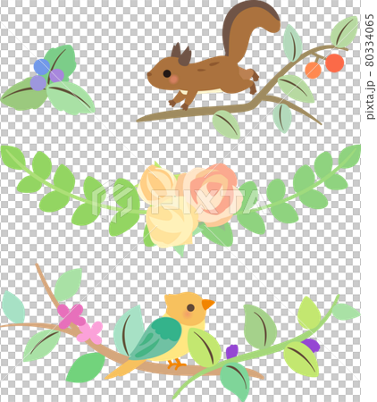 Leaf and flower decoration illustration set 80334065