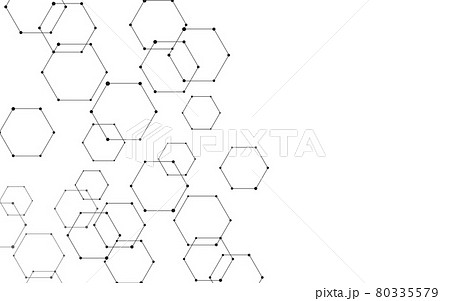 六角形が重なるアブストラクト素材 白黒のイラスト素材