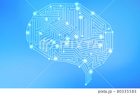 人工知能 Ai をイメージした脳の形をした電子回路のイラスト素材