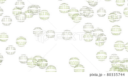 多数の球体に無数に並んだ0と1の数字の列 80335744