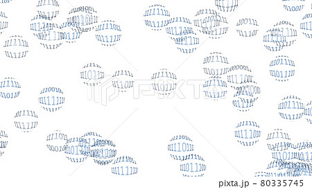 多数の球体に無数に並んだ0と1の数字の列 80335745