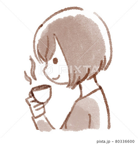 コーヒーを飲む女性のイラスト素材