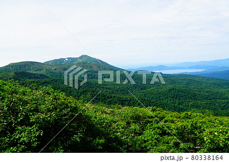 乳頭山　一本沢コースから見える秋田駒ケ岳と田沢湖 80338164
