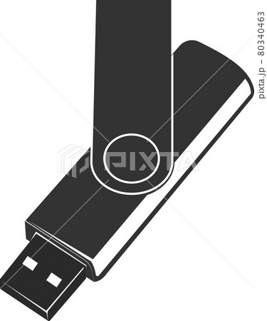 Flat black vector icon of a USB drive. Flat black vector icon of a USB drive. 80340463