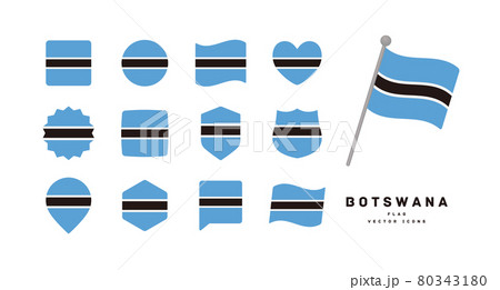 ボツワナの国旗 色々な形のアイコンセット ベクターイラスト
