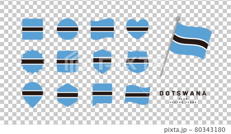 Flag of Botswana Icon set in various shapes Vector illustration 80343180