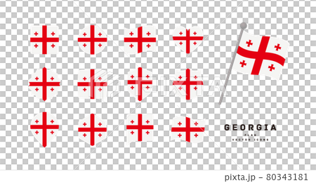 格魯吉亞國旗圖標設置各種形狀的矢量圖 80343181