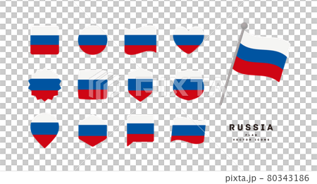 俄羅斯國旗圖標設置各種形狀的矢量圖 80343186