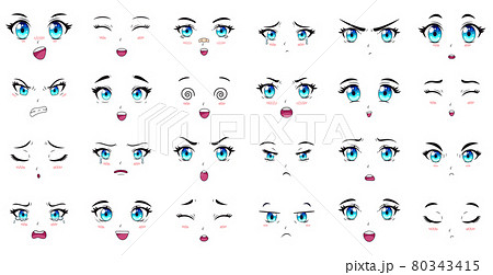 Happy Anime Face Manga Style Big Stock Vector (Royalty Free) 1681879951