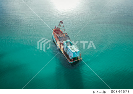 Than Mayom Bridge, Sunken and drowning boats in koh Chang, Trat, Thailand 80344673
