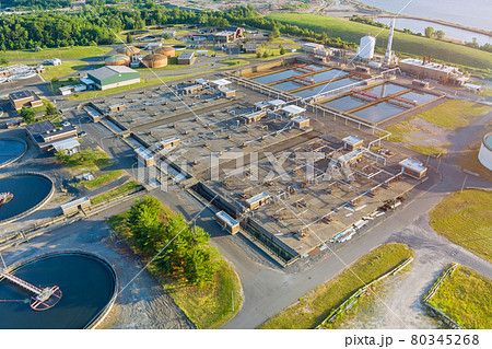 Biological treatment water of basins for sewage water aeration and cleaning in process of sewage treatment 80345268