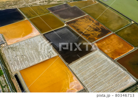 Phetchaburi Salt flats Naklua, farms and farmers collecting salt in Phetchaburi, Thailand 80346713