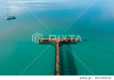 Than Mayom Bridge, Sunken and drowning boats in koh Chang, Trat, Thailand 80346916