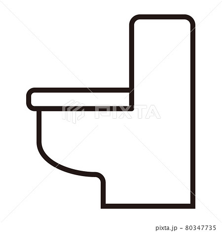 シンプルなトイレの白黒細線アイコン 白背景のイラスト素材