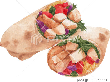 American Food with decor watercolor 80347771