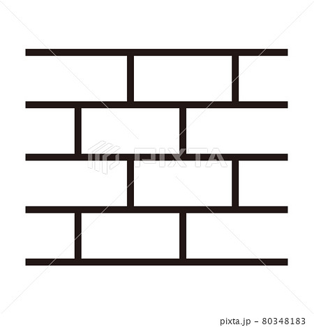 シンプルなレンガの白黒細線アイコン 白背景のイラスト素材