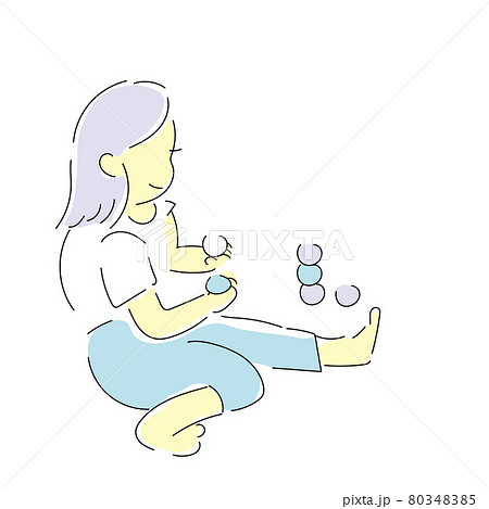 部屋でボール遊びをする子どものイラスト素材