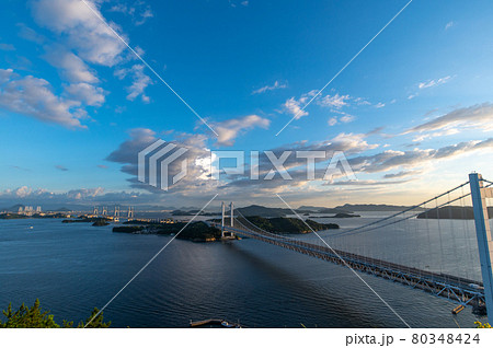 瀬戸大橋　夕景 80348424