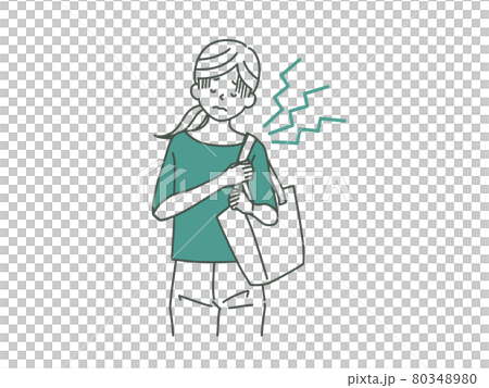 A woman holding a bag and having a strain on one shoulder-2 colors 80348980