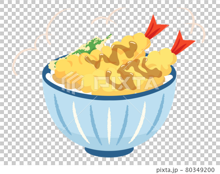 ししとうの天ぷらがのった天丼のイラスト ししとうの天ぷらがのった天丼のイラスト 80349200