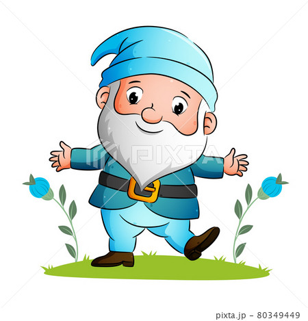 The dwarf is dancing with the good costume in the garden  80349449