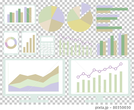 Graphs / Mathematics 01_05 (Set of various graphs / IT equipment / smartphones / PCs) 80350030