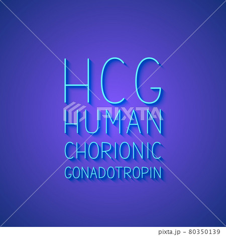 HCG neon typography poster. Human Chorionic Gonadotropin 3d lettering. Vector illustration. Easy to edit template for banner, flyer, brochure, etc. 80350139