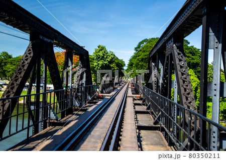 Bridge of the river kwai in Kanchanaburi, Thailand 80350211
