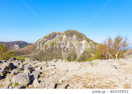 日光白根山登山:五色山山頂から日光白根山の眺め 日光白根山登山:五色山山頂から日光白根山の眺め 80350952