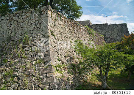 【日本100名城】津山城北二の丸から見た本丸石垣と天守台 岡山県津山市 【日本100名城】津山城北二の丸から見た本丸石垣と天守台 岡山県津山市 80351319