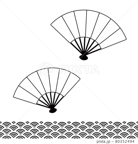 日本の新年の縁起物 扇子と和柄のベクターイラスト 修正が簡単で年賀状に最適 のイラスト素材