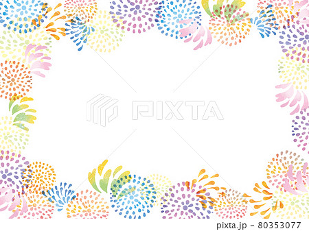 花火大会の水彩風背景素材　お祭り　夏祭り　花火　水彩　背景　フレーム 80353077
