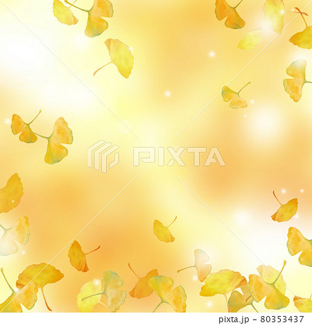 水彩のイチョウの背景 水彩のイチョウの背景 80353437