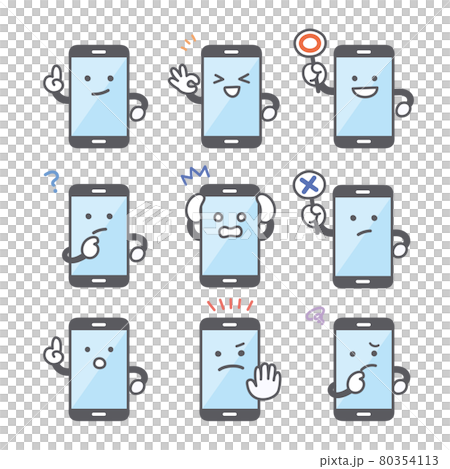 スマホのキャラクターの喜怒哀楽に関する表情セット 80354113