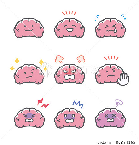 人間の脳の喜怒哀楽に関する表情セット 80354165
