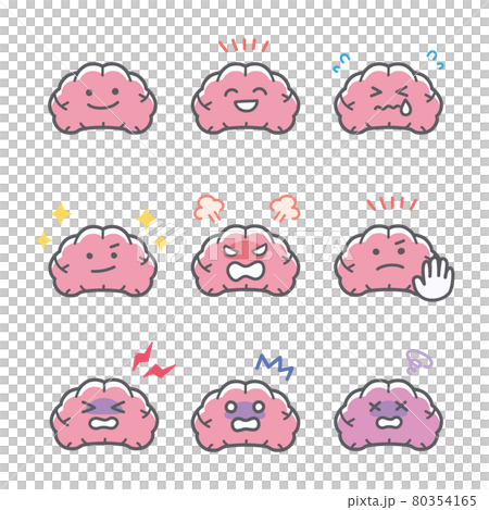 人間の脳の喜怒哀楽に関する表情セット 80354165