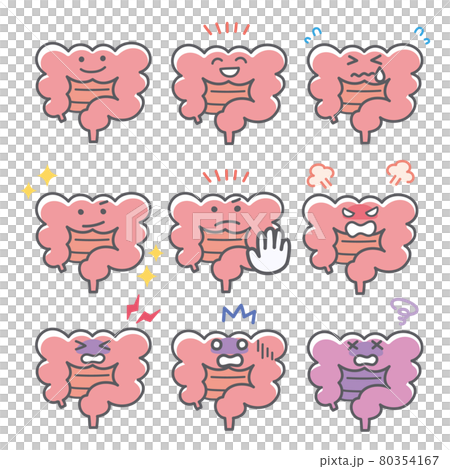 Facial expression set about human intestinal emotions Facial expression set about human intestinal emotions 80354167