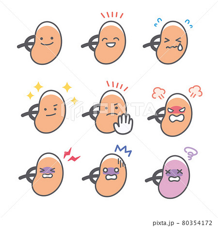 人間の脾臓の喜怒哀楽に関する表情セットのイラスト素材