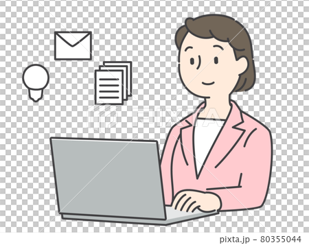 パソコンで仕事をするスーツの女性 80355044