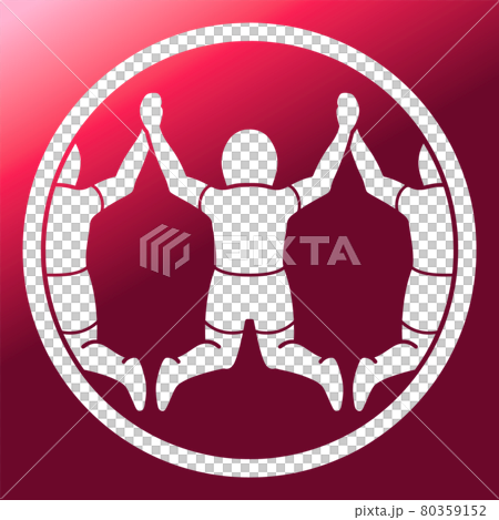 家族徽章風格圖標，手綁跳躍，人類，日本徽章 80359152