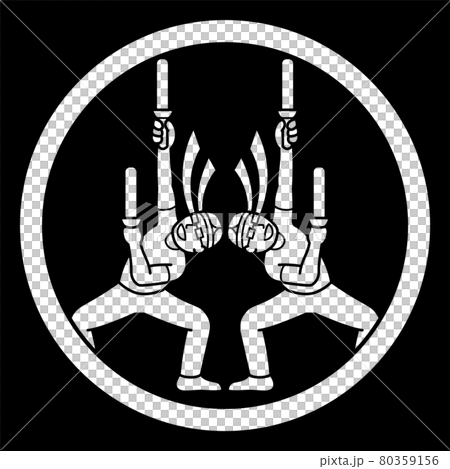 家紋風アイコン ヲタ芸 人間 オタク 日本の紋章のイラスト素材