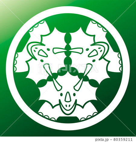 家紋風アイコン トリケラトプス 恐竜 日本の紋章のイラスト素材