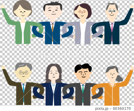 Image illustration set of middle-aged and elderly mixed gender 80360170