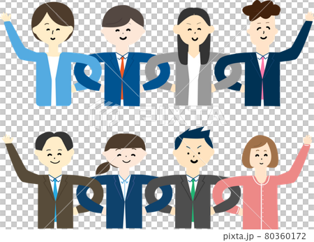 チームワークのある若い社会人 男女混合 のイメージイラストセットのイラスト素材