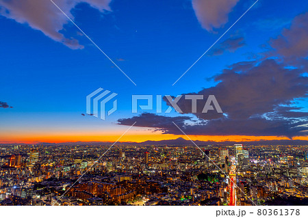 富士山と東京 夜景 2020年 渋谷 富士山と東京 夜景 2020年 渋谷 80361378