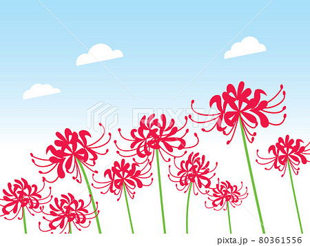 お彼岸の彼岸花の風景のイラスト素材